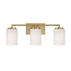 23.5 in. Leavenworth 3-Light Brushed Gold Modern Bathroom Vanity Light with Etched Ribbed Glass Shades by Designers Fountain -Designers Fountain Shop brushed gold designers fountain vanity lighting d257m 3b bg 1f 1000