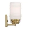 23.5 in. Leavenworth 3-Light Brushed Gold Modern Bathroom Vanity Light with Etched Ribbed Glass Shades by Designers Fountain -Designers Fountain Shop brushed gold designers fountain vanity lighting d257m 3b bg 64 1000