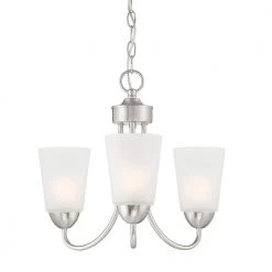 Malone 3-Light Brushed Nickel Chandelier with Frosted Glass Shade by Designers Fountain
