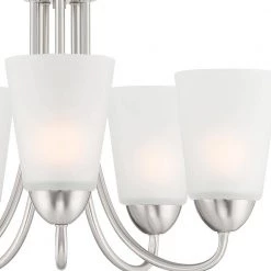 Malone 5-Light Brushed Nickel Chandelier with Frosted Glass Shade by Designers Fountain -Designers Fountain Shop brushed nickel designers fountain chandeliers d267m 5ch bn 4f 1000