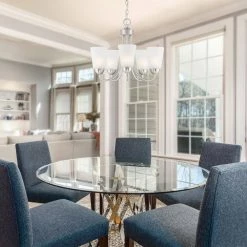 Malone 5-Light Brushed Nickel Chandelier with Frosted Glass Shade by Designers Fountain -Designers Fountain Shop brushed nickel designers fountain chandeliers d267m 5ch bn c3 1000