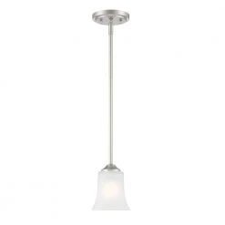 Bronson 1-Light Brushed Nickel Shaded Mini Pendant by Designers Fountain