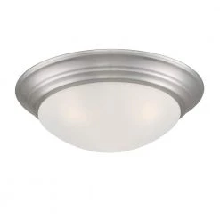 16.75 in. 3-Light Brushed Nickel Ceiling Light Flush Mount with Etched Glass Shade by Designers Fountain