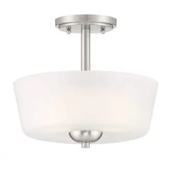 Malone 12 in. 2-Light Brushed Nickel Semi Flush Mount by Designers Fountain