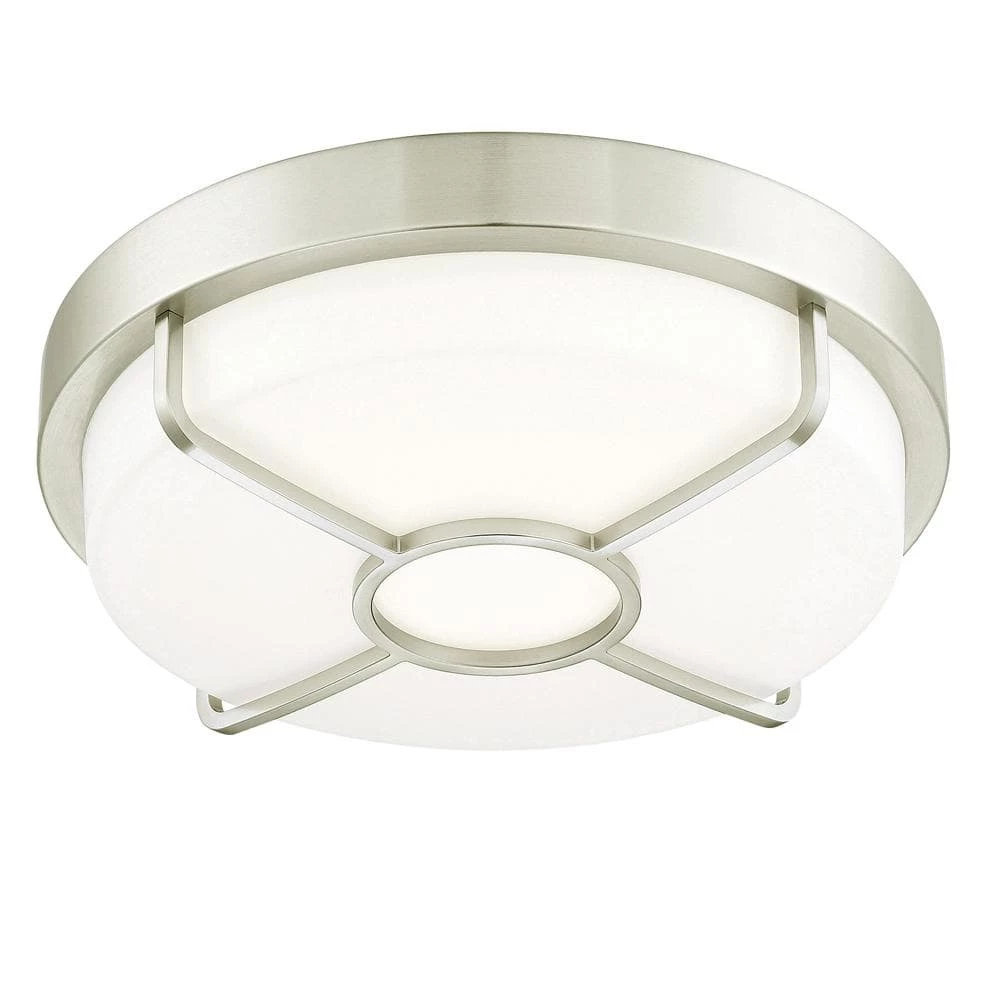 14 in. Brushed Nickel 3000K CCT LED Smart Ceiling Light Flush Mount, Compatible with Google and Alexa NO HUB Required by Designers Fountain 3 14 in. Brushed Nickel 3000K CCT LED Smart Ceiling Light Flush Mount, Compatible with Google and Alexa NO HUB Required by Designers Fountain