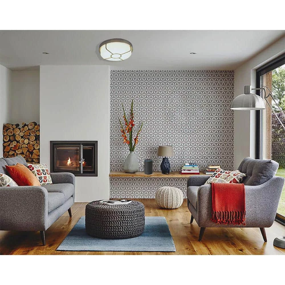 14 in. Brushed Nickel 3000K CCT LED Smart Ceiling Light Flush Mount, Compatible with Google and Alexa NO HUB Required by Designers Fountain 4 14 in. Brushed Nickel 3000K CCT LED Smart Ceiling Light Flush Mount, Compatible with Google and Alexa NO HUB Required by Designers Fountain - Image 2