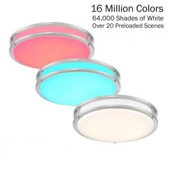 14 in. Voice Controlled Colors Brushed Nickel Smart Selectable CCT LED Ceiling Light Flush Mount by Designers Fountain 21 14 in. Voice Controlled Colors Brushed Nickel Smart Selectable CCT LED Ceiling Light Flush Mount by Designers Fountain -Designers Fountain Shop brushed nickel designers fountain flush mount lights led1553rgb bn 31 1000