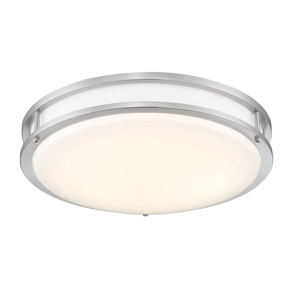 14 in. Voice Controlled Colors Brushed Nickel Smart Selectable CCT LED Ceiling Light Flush Mount by Designers Fountain 3 14 in. Voice Controlled Colors Brushed Nickel Smart Selectable CCT LED Ceiling Light Flush Mount by Designers Fountain