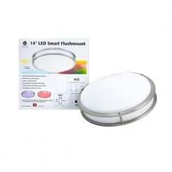 14 in. Voice Controlled Colors Brushed Nickel Smart Selectable CCT LED Ceiling Light Flush Mount by Designers Fountain 18 14 in. Voice Controlled Colors Brushed Nickel Smart Selectable CCT LED Ceiling Light Flush Mount by Designers Fountain -Designers Fountain Shop brushed nickel designers fountain flush mount lights led1553rgb bn 77 1000