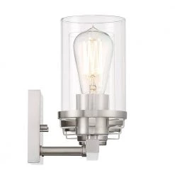 24 in. Jedrek 3-Light Brushed Nickel Industrial Bathroom Vanity Light with Clear Glass Shades by Designers Fountain -Designers Fountain Shop brushed nickel designers fountain vanity lighting 93303 bn 1f 1000