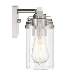 24 in. Jedrek 3-Light Brushed Nickel Industrial Bathroom Vanity Light with Clear Glass Shades by Designers Fountain -Designers Fountain Shop brushed nickel designers fountain vanity lighting 93303 bn 44 1000