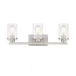 24 in. Jedrek 3-Light Brushed Nickel Industrial Bathroom Vanity Light with Clear Glass Shades by Designers Fountain -Designers Fountain Shop brushed nickel designers fountain vanity lighting 93303 bn c3 1000