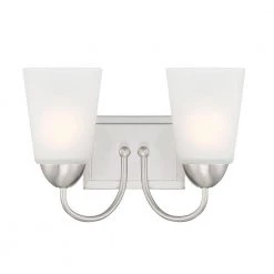 12.75 in. Malone 2-Light Brushed Nickel Transitional Bathroom Vanity Light with Frosted Glass Shades by Designers Fountain -Designers Fountain Shop brushed nickel designers fountain vanity lighting d267m 2b bn c3 1000