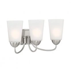 20.75 in. Malone 3-Light Brushed Nickel Transitional Bathroom Vanity Light with Frosted Glass Shade by Designers Fountain