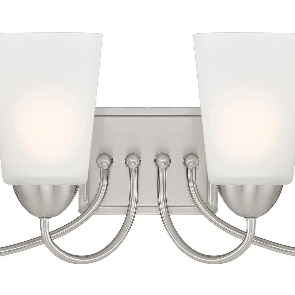 28.75 in. Malone 4-Light Brushed Nickel Transitional Bathroom Vanity Light with Etched Glass Shades by Designers Fountain 7 28.75 in. Malone 4-Light Brushed Nickel Transitional Bathroom Vanity Light with Etched Glass Shades by Designers Fountain - Image 5