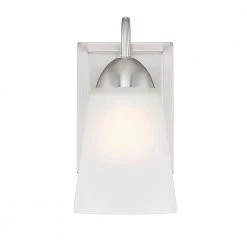 Malone 9.25 in. 1-Light Brushed Nickel Wall Sconce with Frosted Glass Shade by Designers Fountain -Designers Fountain Shop brushed nickel designers fountain vanity lighting d267m ws bn c3 1000