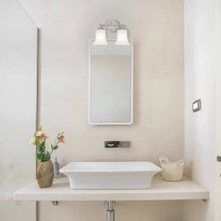 Bronson 13.25 in. 2-Light Brushed Nickel Vanity Light with Frosted Glass Shade by Designers Fountain -Designers Fountain Shop brushed nickel designers fountain vanity lighting d278m 2b bn 4f 1000