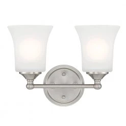 Bronson 13.25 in. 2-Light Brushed Nickel Vanity Light with Frosted Glass Shade by Designers Fountain -Designers Fountain Shop brushed nickel designers fountain vanity lighting d278m 2b bn c3 1000