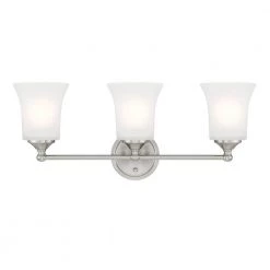 23 in. Bronson 3-Light Brushed Nickel Transitional Bathroom Vanity Light with Frosted Glass Shades by Designers Fountain -Designers Fountain Shop brushed nickel designers fountain vanity lighting d278m 3b bn c3 1000