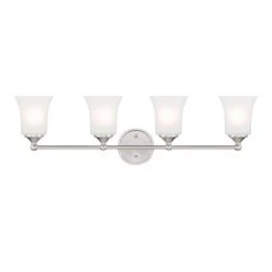 31.75 in. Bronson 4-Light Brushed Nickel Transitional Bathroom Vanity Light with Frosted Glass Shades by Designers Fountain -Designers Fountain Shop brushed nickel designers fountain vanity lighting d278m 4b bn c3 1000