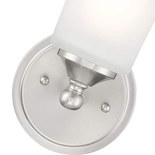 Bronson 9.5 in. 1-Light Brushed Nickel Wall Sconce with Frosted Glass Shade by Designers Fountain 4 Bronson 9.5 in. 1-Light Brushed Nickel Wall Sconce with Frosted Glass Shade by Designers Fountain - Image 2