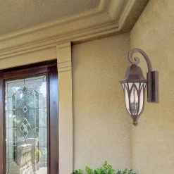 Berkshire 18 in. Burnished Antique Copper 1-Light Outdoor Wall Lamp with Clear and Frosted Seedy Glass Shade by Designers Fountain -Designers Fountain Shop burnished antique copper designers fountain outdoor sconces 20611 bac 1d 1000