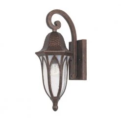 Berkshire 18 in. Burnished Antique Copper 1-Light Outdoor Wall Lamp with Clear and Frosted Seedy Glass Shade by Designers Fountain