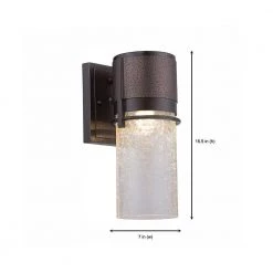 Baylor 7 in. Burnished and Flemish Bronze LED Outdoor Wall Lamp with Crackle Glass Shade by Designers Fountain -Designers Fountain Shop burnished bronze and flemish bronze two tone designers fountain outdoor sconces led32921 bbz 1d 1000