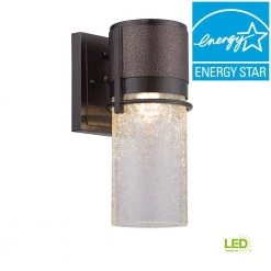 Baylor 7 in. Burnished and Flemish Bronze LED Outdoor Wall Lamp with Crackle Glass Shade by Designers Fountain -Designers Fountain Shop burnished bronze and flemish bronze two tone designers fountain outdoor sconces led32921 bbz a0 1000