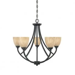 Tackwood 5-Light Burnished Bronze Hanging Chandelier by Designers Fountain