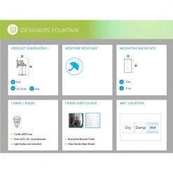 Weaver 12.5 in. Burnished Bronze 1-Light Outdoor Wall Lamp with Clear Seedy Glass Shade by Designers Fountain -Designers Fountain Shop burnished bronze designers fountain outdoor sconces 94891 bnb 1d 1000