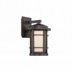 Barrister 11.5 in. Burnished Bronze LED Outdoor Wall Lamp with White Opal Glass Shade by Designers Fountain