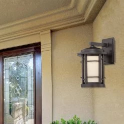 Barrister 11.5 in. Burnished Bronze LED Outdoor Wall Lamp with White Opal Glass Shade by Designers Fountain -Designers Fountain Shop burnished bronze designers fountain outdoor sconces led22421 bnb c3 1000