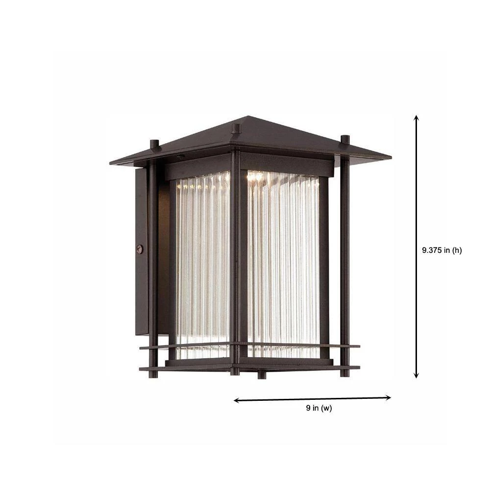 Hadley 11.5 in. Burnished Bronze LED Outdoor Wall Lamp with Ribbed Glass Shade by Designers Fountain 7 Hadley 11.5 in. Burnished Bronze LED Outdoor Wall Lamp with Ribbed Glass Shade by Designers Fountain - Image 5