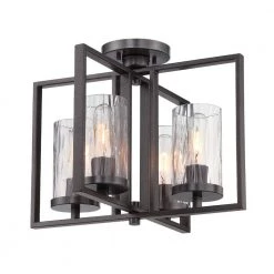 14.5 in. Elements 4-Light Charcoal Interior Incandescent Ceiling Light Semi Flush Mount by Designers Fountain