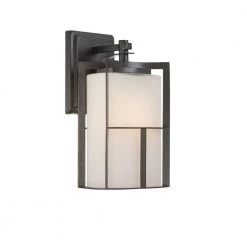 Braxton 13 in. Charcoal 1-Light Outdoor Wall Lamp with Frosted Glass Shade by Designers Fountain