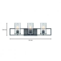 24 in. Elements 3-Light Charcoal Industrial Bathroom Vanity Light with Clear Rain Glass Shades by Designers Fountain -Designers Fountain Shop charcoal designers fountain vanity lighting 86503 cha 1d 1000