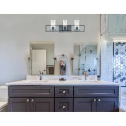 24 in. Elements 3-Light Charcoal Industrial Bathroom Vanity Light with Clear Rain Glass Shades by Designers Fountain -Designers Fountain Shop charcoal designers fountain vanity lighting 86503 cha 66 1000