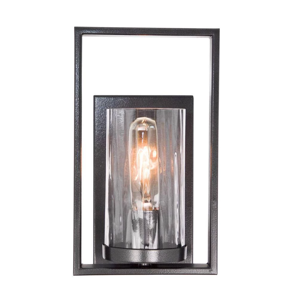 6 in. Elements 1-Light Charcoal Industrial Wall Mount Sconce Light with Clear Rain Glass Shade by Designers Fountain 5 6 in. Elements 1-Light Charcoal Industrial Wall Mount Sconce Light with Clear Rain Glass Shade by Designers Fountain - Image 3