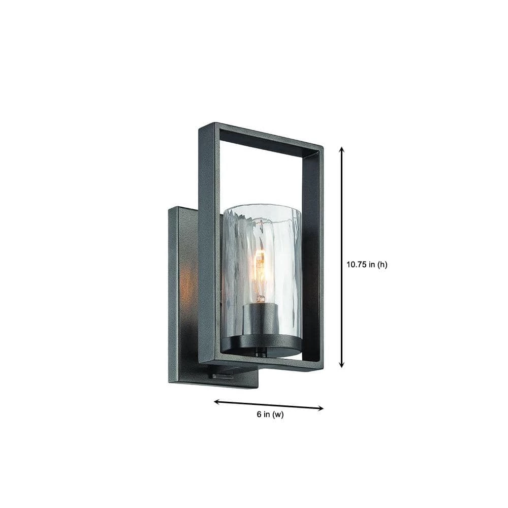 6 in. Elements 1-Light Charcoal Industrial Wall Mount Sconce Light with Clear Rain Glass Shade by Designers Fountain 8 6 in. Elements 1-Light Charcoal Industrial Wall Mount Sconce Light with Clear Rain Glass Shade by Designers Fountain - Image 6