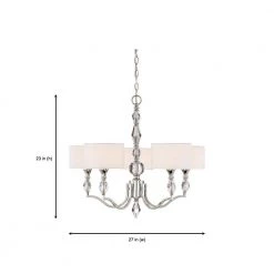Evi 5-Light Chrome Chandelier with White Linen Clear Faceted Crystal Shade by Designers Fountain -Designers Fountain Shop chrome designers fountain chandeliers 89985 ch 40 1000