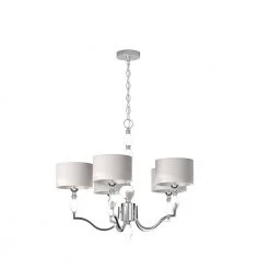 Evi 5-Light Chrome Chandelier with White Linen Clear Faceted Crystal Shade by Designers Fountain -Designers Fountain Shop chrome designers fountain chandeliers 89985 ch 76 1000