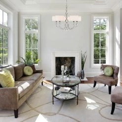 Evi 5-Light Chrome Chandelier with White Linen Clear Faceted Crystal Shade by Designers Fountain -Designers Fountain Shop chrome designers fountain chandeliers 89985 ch a0 1000