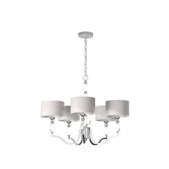 Evi 5-Light Chrome Chandelier with White Linen Clear Faceted Crystal Shade by Designers Fountain -Designers Fountain Shop chrome designers fountain chandeliers 89985 ch d4 1000