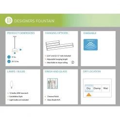 Laretto 12-Light Chrome Chandelier with Clear Twisted Glass Rods Shade by Designers Fountain -Designers Fountain Shop chrome designers fountain chandeliers 917812 ch 66 1000