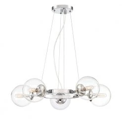 Welton 5-Light Chrome Chandelier with Clear Glass Shade by Designers Fountain