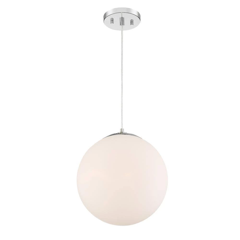 Kelvin 1-Light Chrome Interior Pendant with Etched Opal Glass Shade by Designers Fountain 7 Kelvin 1-Light Chrome Interior Pendant with Etched Opal Glass Shade by Designers Fountain - Image 5