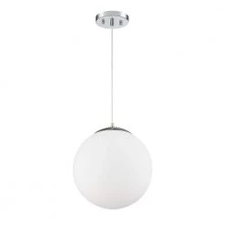 Kelvin 1-Light Chrome Interior Pendant with Etched Opal Glass Shade by Designers Fountain 14 Kelvin 1-Light Chrome Interior Pendant with Etched Opal Glass Shade by Designers Fountain -Designers Fountain Shop chrome designers fountain chandeliers 95232 ch 40 1000