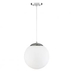 Kelvin 1-Light Chrome Interior Pendant with Etched Opal Glass Shade by Designers Fountain 18 Kelvin 1-Light Chrome Interior Pendant with Etched Opal Glass Shade by Designers Fountain -Designers Fountain Shop chrome designers fountain chandeliers 95232 ch 77 1000