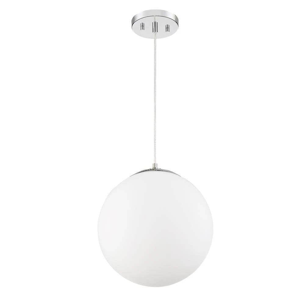Kelvin 1-Light Chrome Interior Pendant with Etched Opal Glass Shade by Designers Fountain 6 Kelvin 1-Light Chrome Interior Pendant with Etched Opal Glass Shade by Designers Fountain - Image 4